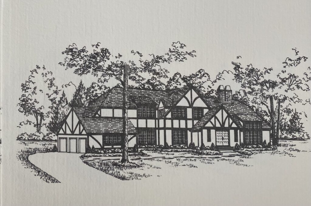 Rendering of a renovated Tudor-style home in Sparta, New Jersey, featuring charming architectural details, warm character, and updated curb appeal.