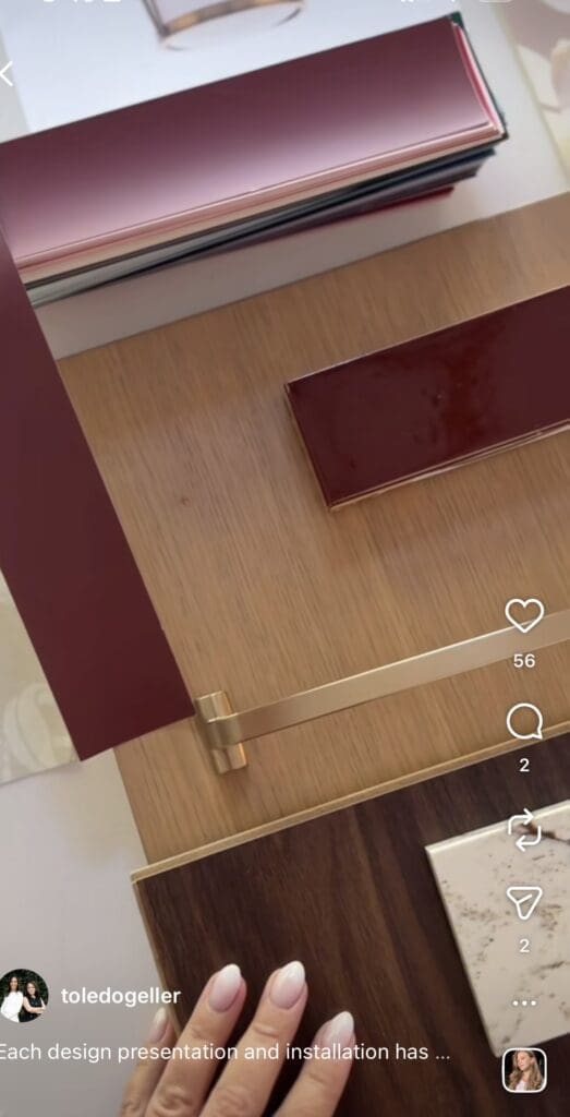 Oxblood red kitchen design presentation for a Chappaqua townhouse renovation
